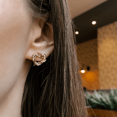 Hearts with Austrian Crystals Earrings - Stud Earrings - Earrings for Women - Women Earrings Earrings Brother & Sisters